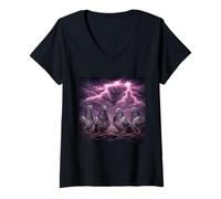 Women's The Council of Pigeons Lightning Thunder Meme Rock Dove V-Neck T-Shirt