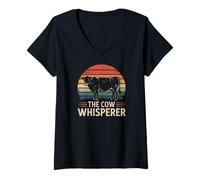 Womens The Cow Whisperer Retro Farmer Cattle Herder V-Neck T-Shirt
