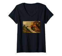 Womens The Creation of Catdom - Masterpiece Parody V-Neck T-Shirt