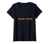 Womens The Cross The Grave Victory Over Death Christian Faith V-Neck T-Shirt