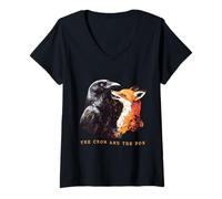 Womens The Crow and the Fox Timeless Aesop’s Fable V-Neck T-Shirt