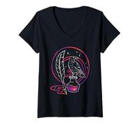 Womens The Crow's Ink Witchy Bookworm and Writer V-Neck T-Shirt