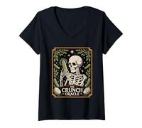 Women's The Crunch Oracle Skeleton Pickle Occult Tarot V-Neck T-Shirt