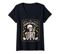 Women's The Crunch Oracle Skeleton Pickle Prophecy Kitchen Humor V-Neck T-Shirt