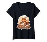 Womens The Cute Baker Beaver V-Neck T-Shirt