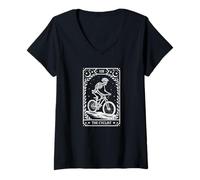 Womens The Cyclist Tarot Card, Bicycle Lover V-Neck T-Shirt