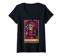 Womens The Dachsund Mom Tarot Card Coffee Lover Weener Dog Mommy V-Neck T-Shirt