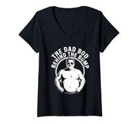 Women's The Dad BOD Behind The Bump Funny Expecting Dad V-Neck T-Shirt
