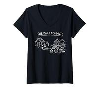 Women's The Daily Commute Chicken Farm Breeder Sarcastic Broiler V-Neck T-Shirt