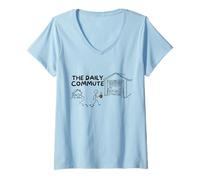 Women's The Daily Commute Funny Woodworker Humor Carpenter V-Neck T-Shirt