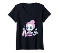Women's The Dance Mom Skeleton Tarot Card, Dancer Mama Mother's Day V-Neck T-Shirt
