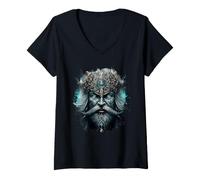 Women's The Dark Mystical Viking with Armor V-Neck T-Shirt