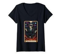 Womens The Delusion Funny Tarot Card Sarcastic Skeleton V-Neck T-Shirt