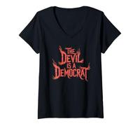 Womens The Devil is A Democrat Tshirt Retro Democrats Liberal V-Neck T-Shirt