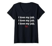 Women's The Devil Wears Prada I Love My Job Text Stack V-Neck T-Shirt