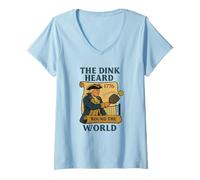 Womens The Dink Heard Round the World 1776 Patriotic Pickleball V-Neck T-Shirt