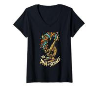 Women's The DNA of Science Graphic with Microscope V-Neck T-Shirt