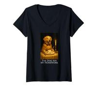 Womens The Dog Ate My Homework Funny Excuse Dog Kids Boys Girls V-Neck T-Shirt