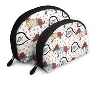 Womens The Dog Say Hello Travel Cosmetic Bags Waterproof 2PC Makeup Clutch Pouch Cosmetic and Toiletries Organizer Bag Portable Travel Toiletry Pouch Girls