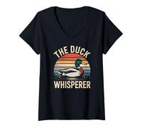 Womens The Duck Whisperer Funny Duck Hunter Retro V-Neck T-Shirt