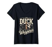 Women's The Duck Whisperer Funny Duck Hunting Call V-Neck T-Shirt
