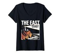 Womens The East Coast Lighthouse Cliff Ocean Scenic View V-Neck T-Shirt