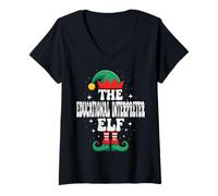 Womens The Educational Interpreter Elf Funny Christmas Matching V-Neck T-Shirt