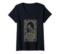 Womens The Empress Tarot - Raven Abundance & Nature V2 V-Neck T-Shirt