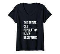 Womens The Entire Cat Population is My Bestfriend V-Neck T-Shirt