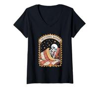 Womens The Eternal Napper Cozy Skeleton Sleep Under Stars V-Neck T-Shirt