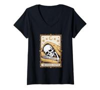 Womens The Eternal Napper Gothic Skeleton Moon Sleep V-Neck T-Shirt