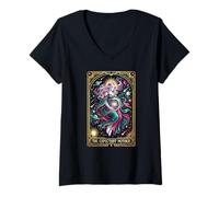 Women's The Expectant Mother Tarot Card Cosmic Queen Magic V-Neck T-Shirt