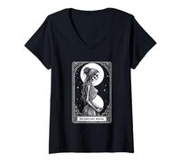 Womens The Expectant Mother Vintage Tarot Pregnancy Halloween Party V-Neck T-Shirt