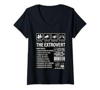 Women's The Extrovert Core Traits Funny Outgoing Social Butterfly V-Neck T-Shirt