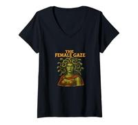 Womens The Female Gaze Medusa Design Feminist Mythology Statement V-Neck T-Shirt