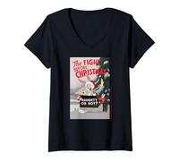 Womens The Fight Before Christmas Naughty Or Not V-Neck T-Shirt