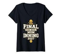 Women's The Final Senior Mom Inning 2027 Baseball Softball Graduate V-Neck T-Shirt