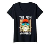 Women's The Fish Whisperer American Flag V-Neck T-Shirt