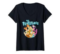 Women's The Flintstones Family Circle V-Neck T-Shirt