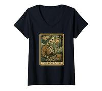 Womens The Forager Tarot Card Foraging Morel Graphic V-Neck T-Shirt