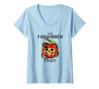 Womens The Forbidden Fruit (Temptation Statement) (Apple Graphic) V-Neck T-Shirt