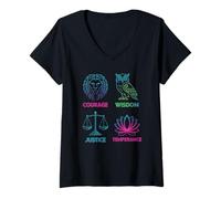 Women's The Four Pillars of Stoicism Meditation and Mindfulness V-Neck T-Shirt