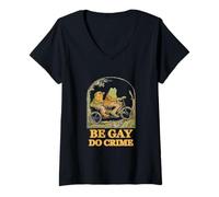 Womens The Frog and The Toad are Gay, Do Crime, Funny Graphic V-Neck T-Shirt