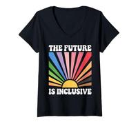 Womens The Future is Inclusive LGBT Gay Lesbian Rights Trans Pride V-Neck T-Shirt