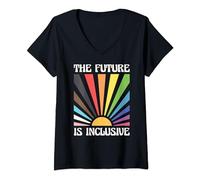 Womens The Future is Inclusive LGBTQ Progress Pride V-Neck T-Shirt
