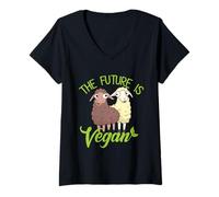 Womens The future is Vegan Go Vegan Funny Vegan V-Neck T-Shirt