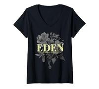 Womens The Garden Of Eden, The Biblical Garden Collection, Floral V-Neck T-Shirt