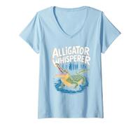 Womens The Gator Whisperer Funny Alligator Design V-Neck T-Shirt