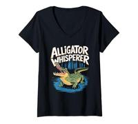 Womens The Gator Whisperer Funny Alligator Design V-Neck T-Shirt