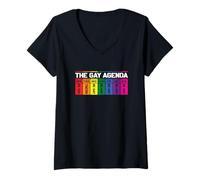 Womens The Gay Agenda Weekly Pride Calendar V-Neck T-Shirt